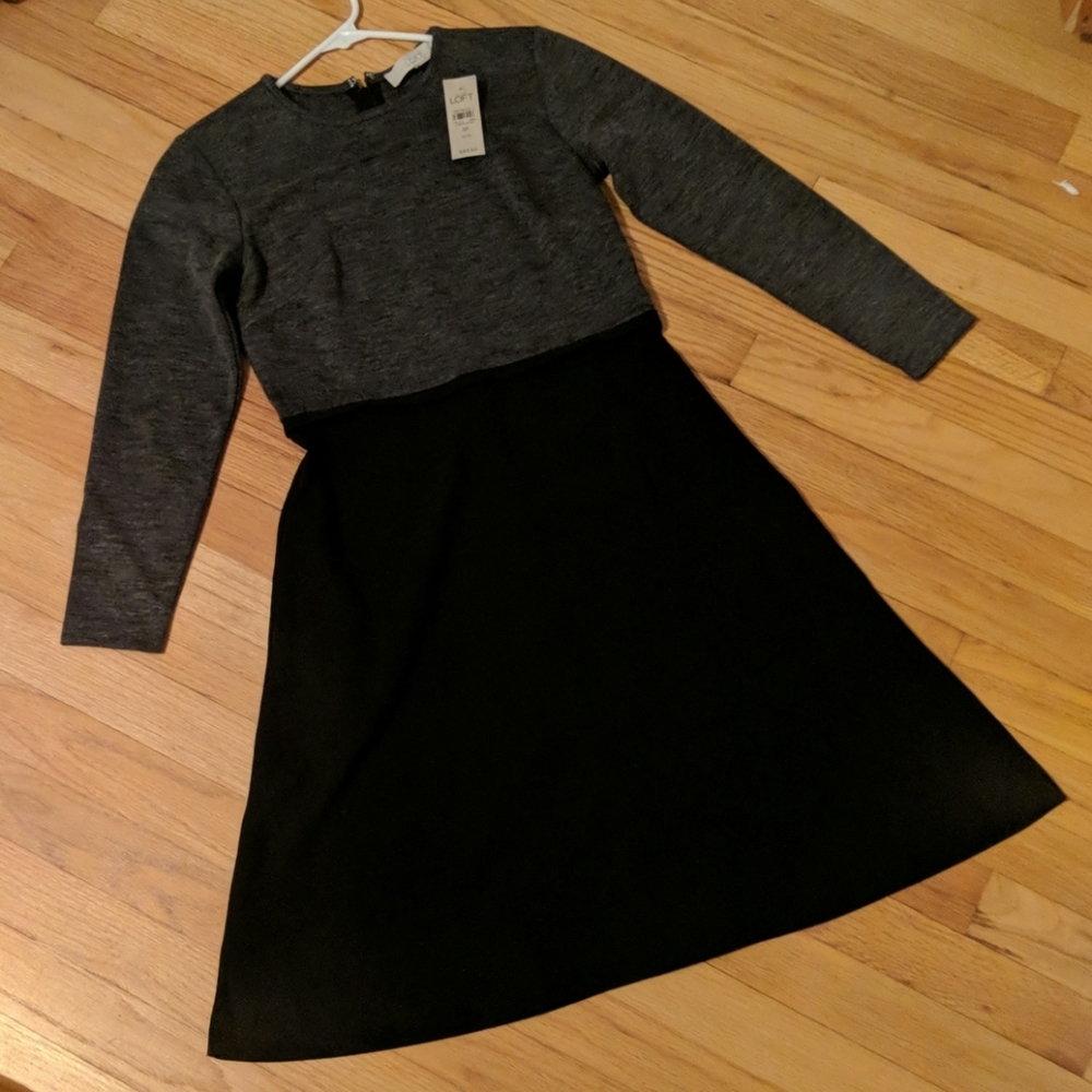 Grey and Black NWT LOFT Dress 0P